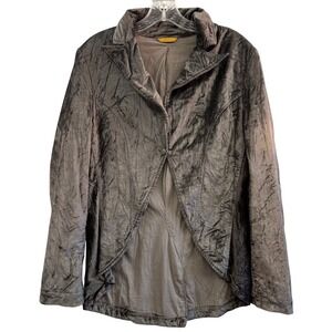 Stefanel Women's Brown Crushed Velvet Button Up Collared Jacket Blazer Elegant M